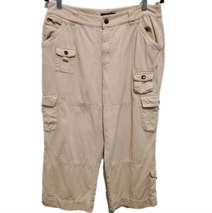 Vtg Y2K Lauren Ralph Lauren Women's 12 Cargo Capri Pants Peachy Beige Safari